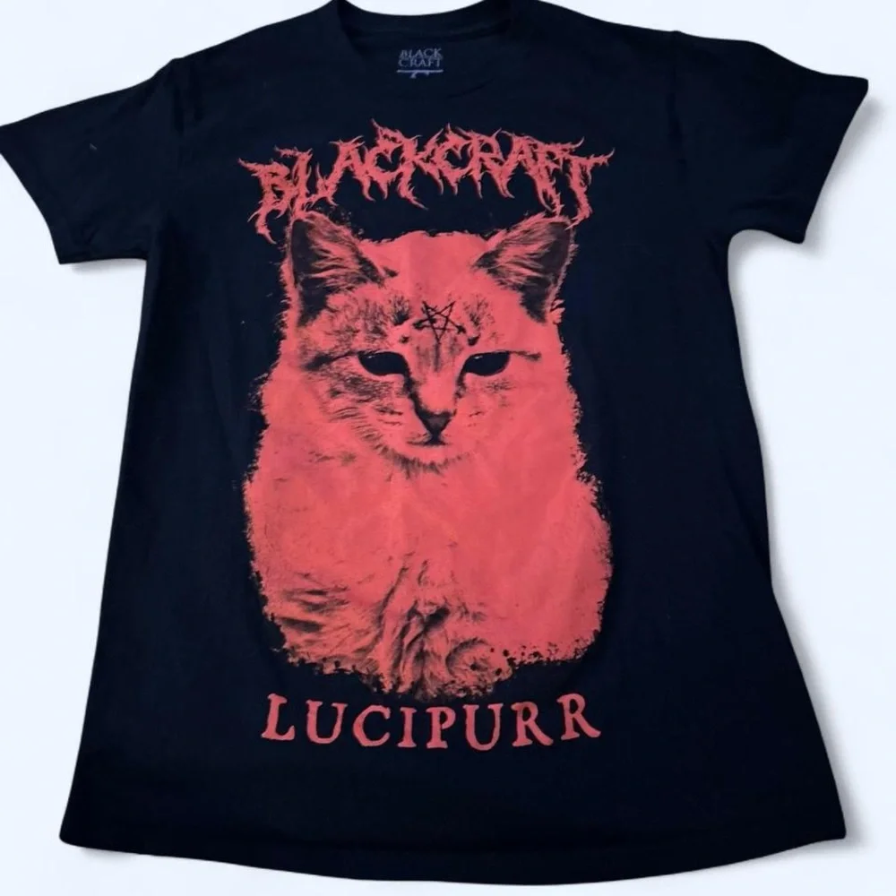 Lucipurr Cat T-Shirt - Black and Orange
